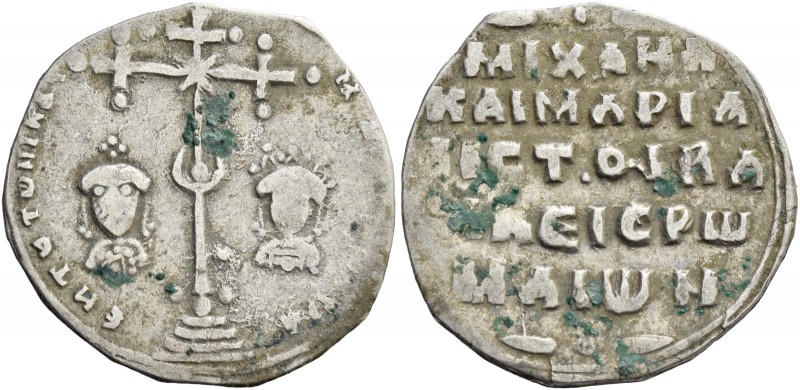 Michael VII Ducas, with Maria. 1071-1078. Miliaresion 1071-1078, AR 1.86 g. Cros...