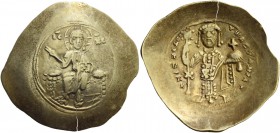 Nicephorus III Botaniates, 3 April 1078-1 April 1081. Histamenon 1078-1081, EL 4.27 g. Christ seated facing on backless throne, nimbate, raising r. ha...