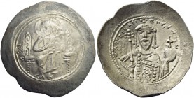 Alexius I Comnenus, April 1081 – August 1118, with colleagues from 1088. Pre-reform coinage, 1081-1092. Debased trachy 1082-1087, EL 4.33 g. Christ se...