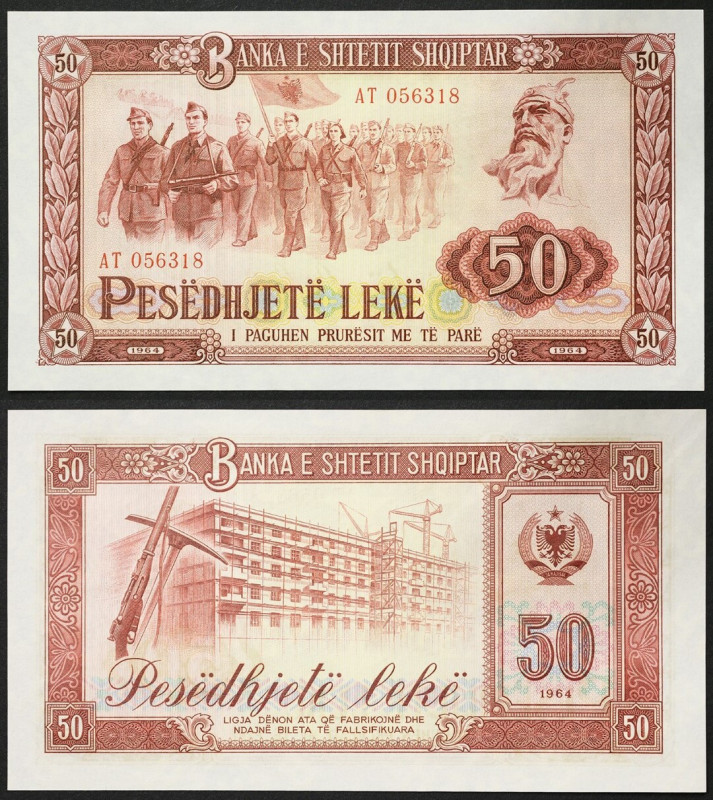 Albania, People's Socialist Republic, 50 Leke, 1964, Slight undulations, Pick 38...