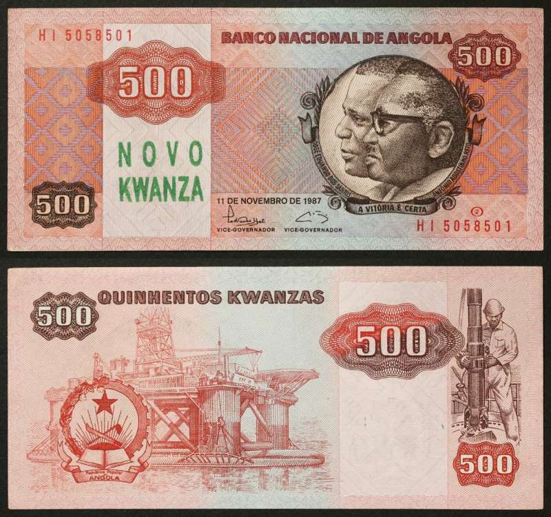 Angola, People's Republic, 500 Novo Kwanza, 11/11/1987, Small fold, traces of we...