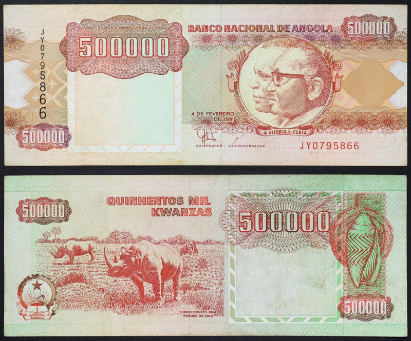 Angola, People's Republic, 500.000 Kwanzas, 04/02/1991, Undulations, wear, Pick ...