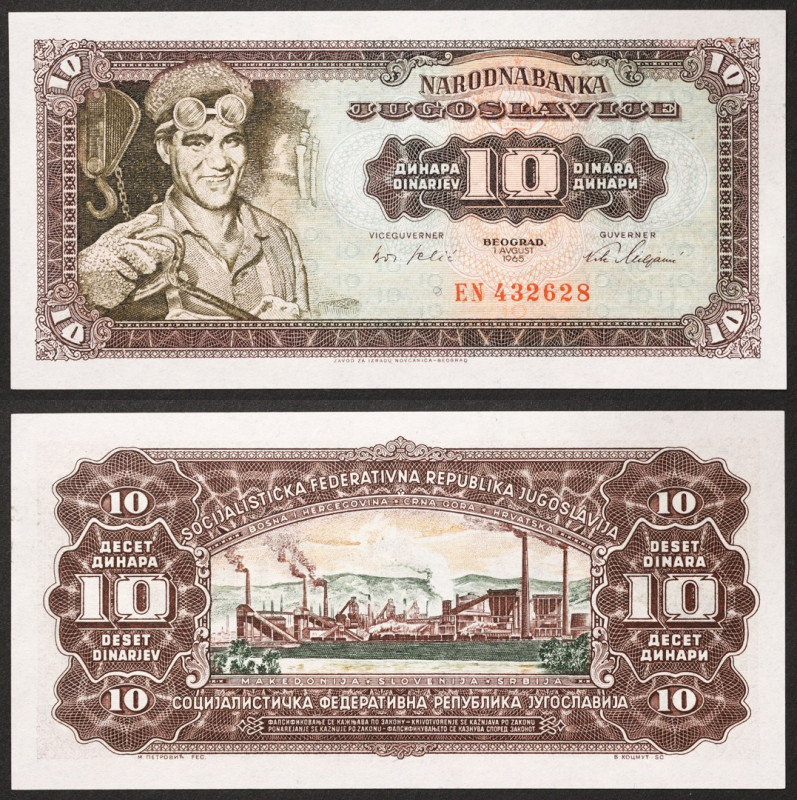 Yugoslavia, Socialist Federal Republic, 10 Dinara, 1965, Pick 78, UNC