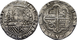 FELIPE II. Lima. 8 reales.  D. P8 y estrella Dº flanqueando el escudo