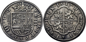 FELIPE III. Segovia Ingenio. 8 reales. 1617. SC-. Magnífico