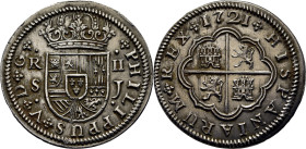 FELIPE V. Sevilla. 2 reales. 1721. J. Casi SC-. Estupendo