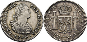 CARLOS IV. México. Real. 1796. FM. EBC-/EBC. Atractivo reverso