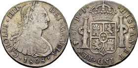 CARLOS IV. Potosí. 8 reales. 1808. PJ. Cordoncillo perfecto