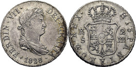 FERNANDO VII. Sevilla. 2 reales. 1828. JB