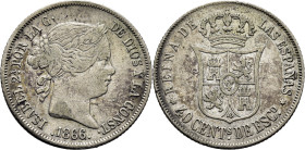 ISABEL II. Madrid. 40 céntimos de escudo. 1866