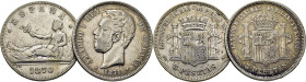 GOBIERNO PROVISIONAL y AMADEO I. Madrid. 5 pesetas. 1870*x-70. Lote de 2