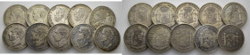 CENTENARIO. 5 pesetas. 1870*70, 1871*71, 1871*74, 1875*X-75, 1876*X-76, 1882…Lote de 10