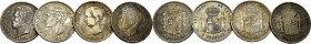 CENTENARIO. 5 pesetas. 1871, 1877, 1892 y 1898. Lote de 4