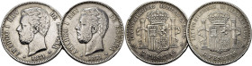 AMADEO I. 5 pesetas (2). 1871*71. SDM. Lote de 2