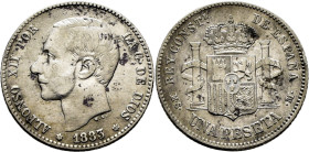 ALFONSO XII. 1 peseta. 1883*18-83. MSM