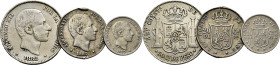 ALFONSO XII. Manila. 50, 20 y 10 centavos. 1882, 1885 y 1885. Lote de 3