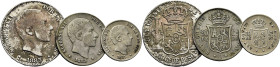 ALFONSO XII. Manila. 50, 20 y 10 centavos. 1883 (2) y 1885. Lote de 3