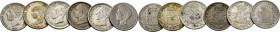 ALFONSO XII y XIII. 50 céntimos. 1880*X-X, 1892*X-2, 1900*X-X, 1904*1-0, 1910…Lote de 6