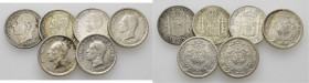 ALFONSO XII y XIII. 50 céntimos. 1880*X-X, 1892*9-2, 1904*X-X y 1926 (3). Lote de 6