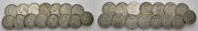 ALFONSO XII y XIII. 1 peseta. 1876*X-7?, 1882*18-82, 1883*18-83 y otra sin estrellas…lote de 15