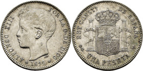 ALFONSO XIII. 1 peseta. 1899*18-99. SGV