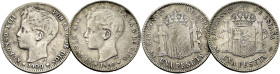 ALFONSO XIII. 1 peseta. 1899*18-X y 1900*X-X. Lote de 2