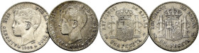 ALFONSO XIII. 1 peseta. 1900*19-00 y 1901*19-01 débiles. Lote de 2