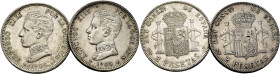 ALFONSO XIII. 2 pesetas. 1905*19-05 apenas se intuye el 5…Lote de 2