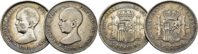 ALFONSO XIII. 5 pesetas. 1888*X-88. MPM. 1891*18-91 Lote de 2