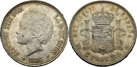 ALFONSO XIII. 5 pesetas. 1894*18-94. PGV. SC/casi SC`. Muy buen ejemplar