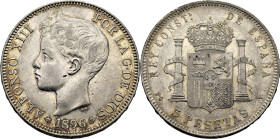 ALFONSO XIII. 5 pesetas. 1896*18-96. PGV. EBC-