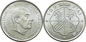 ESTADO ESPAÑOL. 100 pesetas. 1966*19-69 palo curvo. SC-/SC. Escasa