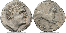 SICILY. Acragas. Ca. 213-211 BC. AR quarter-shekel (14mm, 9h). NGC XF. Carthaginian Rule, Phoenician standard. Head of male (Triptolemos?) right, wrea...