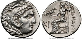 MACEDONIAN KINGDOM. Alexander III the Great (336-323 BC). AR drachm (17mm, 4.27 gm, 12h). NGC Choice AU 5/5 - 3/5, brushed. Posthumous issue of Lampsa...