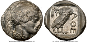 ATTICA. Athens. Ca. 440-404 BC. AR tetradrachm (26mm, 17.20 gm, 6h). NGC Choice AU 3/5 - 5/5. Mid-mass coinage issue. Head of Athena right, wearing ea...