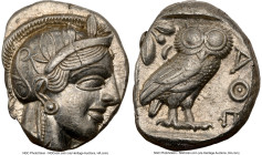 ATTICA. Athens. Ca. 440-404 BC. AR tetradrachm (24mm, 17.19 gm, 6h). NGC AU 4/5 - 3/5, edge cuts. Mid-mass coinage issue. Head of Athena right, wearin...