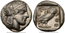 ATTICA. Athens. Ca. 440-404 BC. AR tetradrachm (25mm, 17.16 gm, 7h). NGC Choice VF 4/5 - 5/5. Mid-mass coinage issue. Head of Athena right, wearing ea...