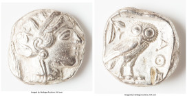 ATTICA. Athens. Ca. 440-404 BC. AR light-weight specimen tetradrachm (25mm, 16.64 gm, 6h). Choice VF, test cut. Mid-mass coinage issue. Head of Athena...