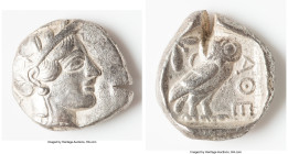 ATTICA. Athens. Ca. 440-404 BC. AR light-weight specimen tetradrachm (26mm, 16.58 gm, 8h). Choice Fine, test cut. Mid-mass coinage issue. Head of Athe...
