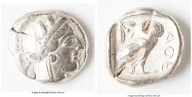 ATTICA. Athens. Ca. 440-404 BC. AR light-weight specimen tetradrachm (25mm, 16.90 gm, 6h). VF, test cuts. Mid-mass coinage issue. Head of Athena right...