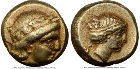 LESBOS. Mytilene. Ca. 377-326 BC. EL sixth-stater or hecte (10mm, 2.56 gm, 12h). NGC Choice VF 4/5 - 3/5. Laureate head of Apollo right / Head of Arte...