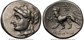 IONIA. Miletus. Ca. 4th-3rd centuries BC. AR drachm (16mm, 3.56 gm, 12h). NGC Choice VF 5/5 - 4/5. Neon, magistrate. Laureate head of Apollo left / NE...
