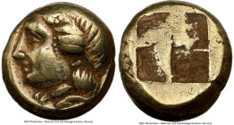 IONIA. Phocaea. Ca. 477-388 BC. EL sixth-stater or hecte (9mm, 2.53 gm). NGC VF 4/5 - 4/5. Head of Io left, hair bound with taenia, horn above temple;...