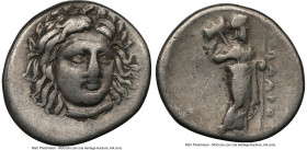 CARIAN SATRAPS. Pixodarus (ca. 341-336/5 BC). AR drachm (16mm, 12h). NGC Fine, brushed. Laureate head of Apollo facing, turned slightly right, hair pa...