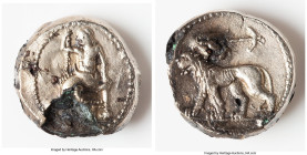 SELEUCID KINGDOM. Seleucus I Nicator, as Satrap (312-281 BC). AR/AE fourrée stater (22mm, 10h). Choice Fine, core visible, bronze disease. Ancient for...