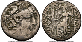 SELEUCID KINGDOM. Philip I Philadelphus (ca. 95/4-76/5 BC). AR tetradrachm (25mm, 13.49 gm, 1h). NGC Fine 4/5 - 3/5. Posthumous issue of Antioch on th...