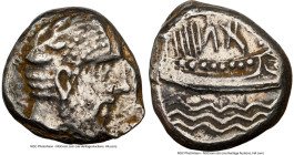 PHOENICIA. Aradus. Gerashtart. AR stater (19mm, 9.95 gm, 9h). NGC XF 4/5 - 4/5. Persic standard. Dated Regnal Year 5 (336/5). Laureate, bearded head o...
