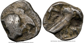 PHILISTIA. Uncertain mint. Ca. mid 5th century-333 BC. AR obol (6mm, 3h). NGC VG, die shift. Imitating Athens. Head of Athena right, wearing crested A...