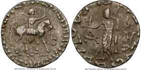 INDO-SCYTHIAN KINGDOM. Azes I/II (ca. 58-12 BC). AR tetradrachm (23mm, 7.84 gm, 12h). NGC VF 4/5 - 3/5. Taxila. BAΣIΛEΩΣ BAΣIΛEΩN MEΓAΛOY AZOY, Azes, ...