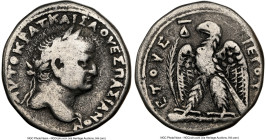 SYRIA. Antioch. Vespasian (AD 69-79). AR tetradrachm (25mm, 14.61 gm, 12h). NGC Fine 5/5 - 2/5, scratches. Dated Regnal Year 4 (AD 71/2). AYTOKPAT KAI...